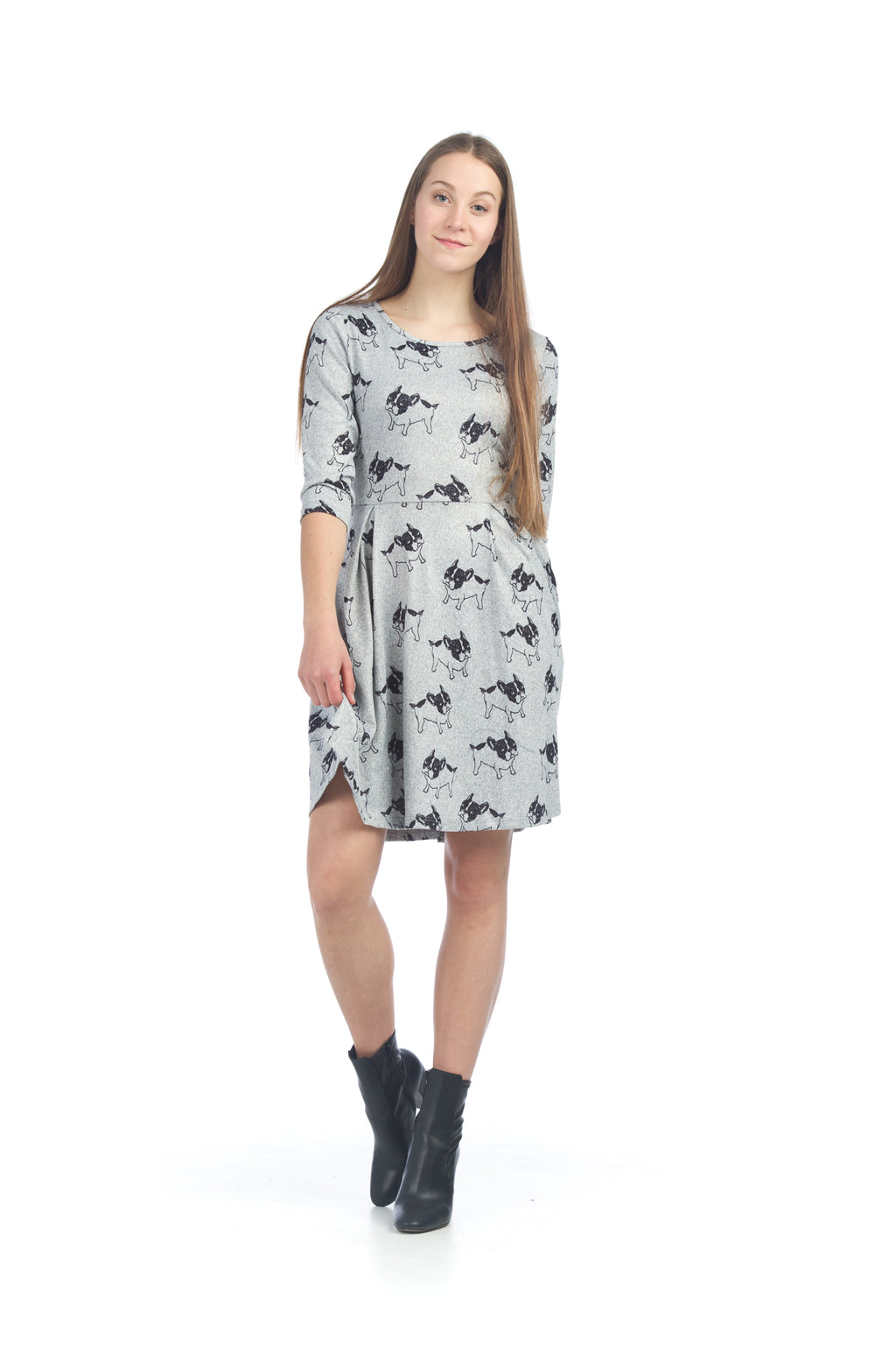 GRAYB French Bull dog Print Sweater Dress