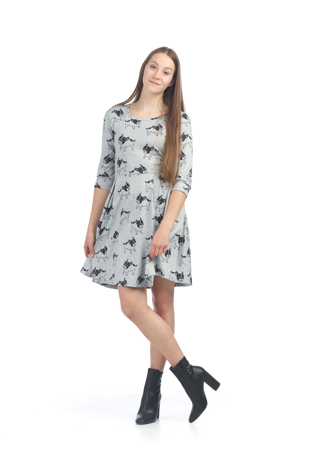 GRAYB French Bull dog Print Sweater Dress