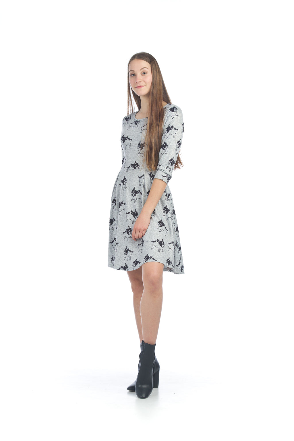 GRAYB French Bull dog Print Sweater Dress