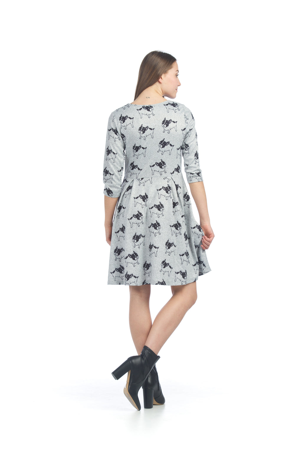 GRAYB French Bull dog Print Sweater Dress