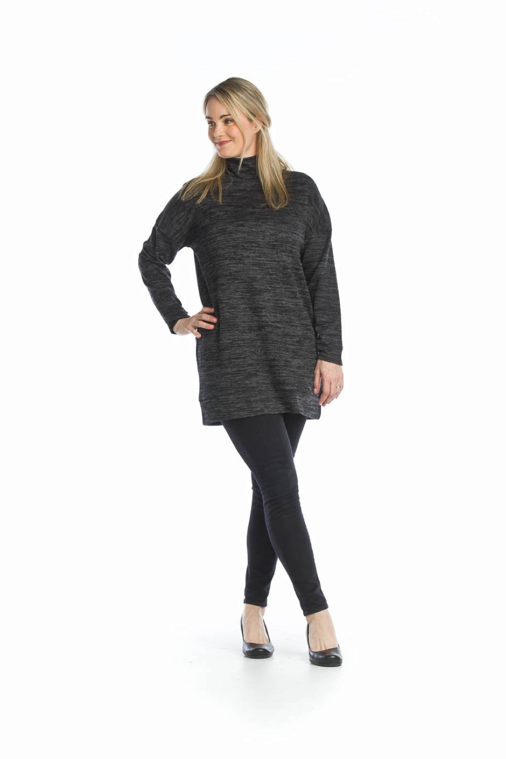 BLACK Heathered Cowl Neck Sweater Dress
