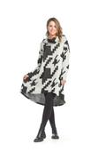 BLKWH Oversized Houndstooth Cotton Dress with Pockets