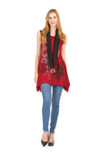 RED Place print angle hem w textured infinity scarf