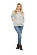 GREY Cable Knit Hooded Sweater with Lace Detail