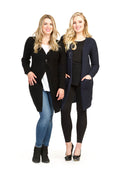 BLACK Midi Knit Cardigan with Pockets
