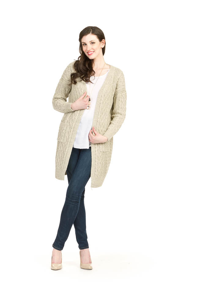 STONE Cable Knit Open Cardigan