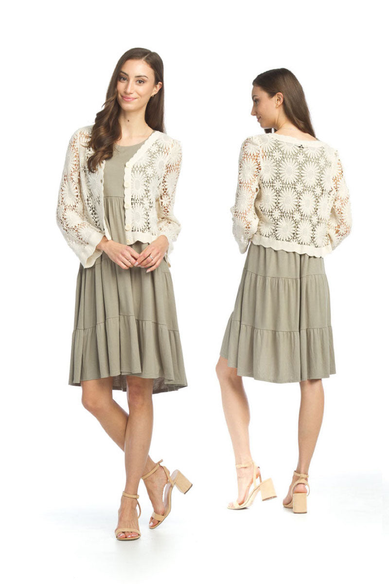 CREAM Sunflower Crochet Cardigan with Bell Sleeves