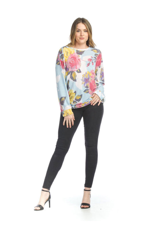 BLUE Lightweight Floral Oversized Sweatshirt