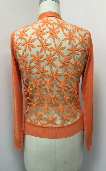RUST Lace Back Long Sleeved Waterfall Cardigan