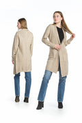 TAUPE Ribbed Pointelle Cardigan with Pockets
