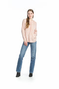 BLUSH CABLE KNIT HOODED SWEATER WITH POCKETS