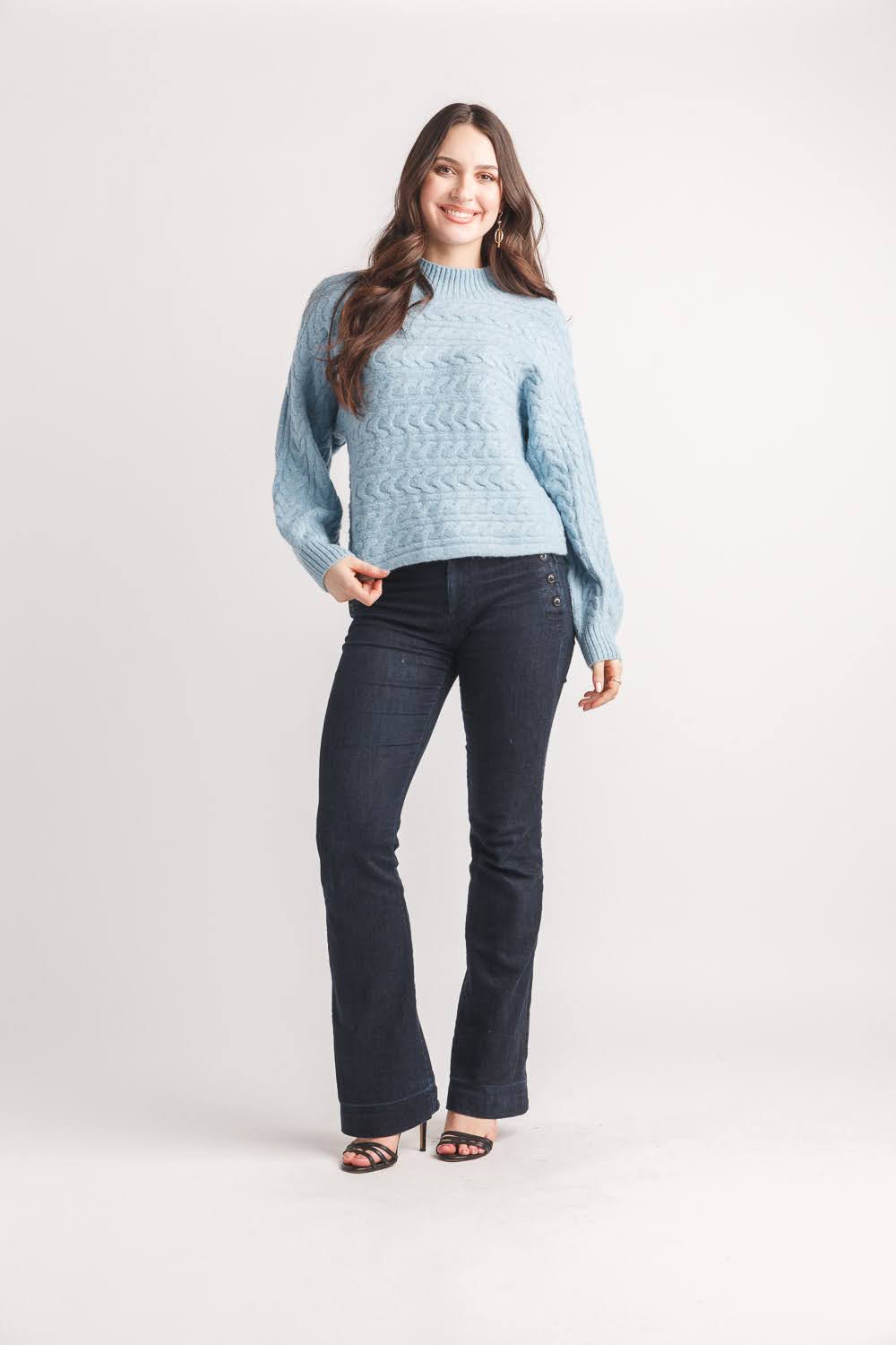 Cable Knit Mock Neck Sweater
