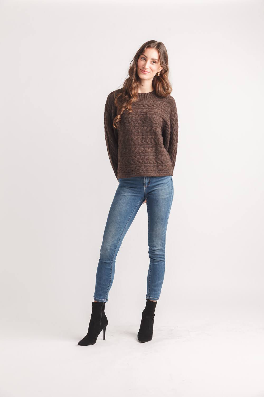 Cable Knit Mock Neck Sweater