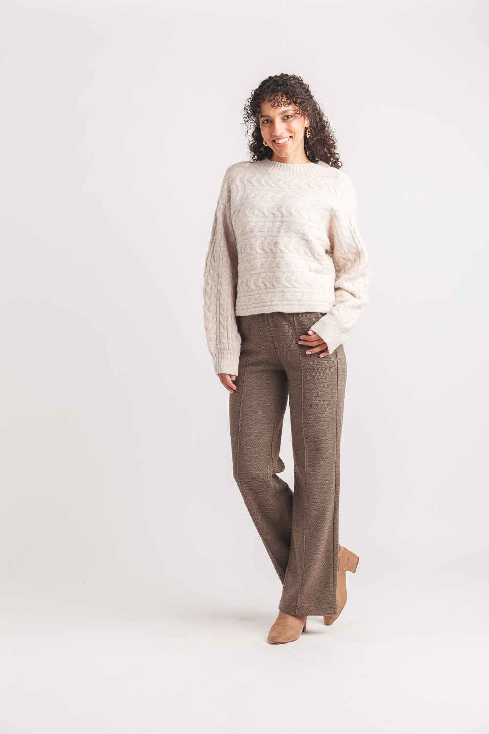 Cable Knit Mock Neck Sweater