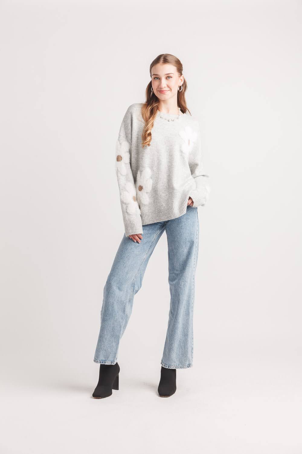 Eyelash Daisy Intarsia Sweater