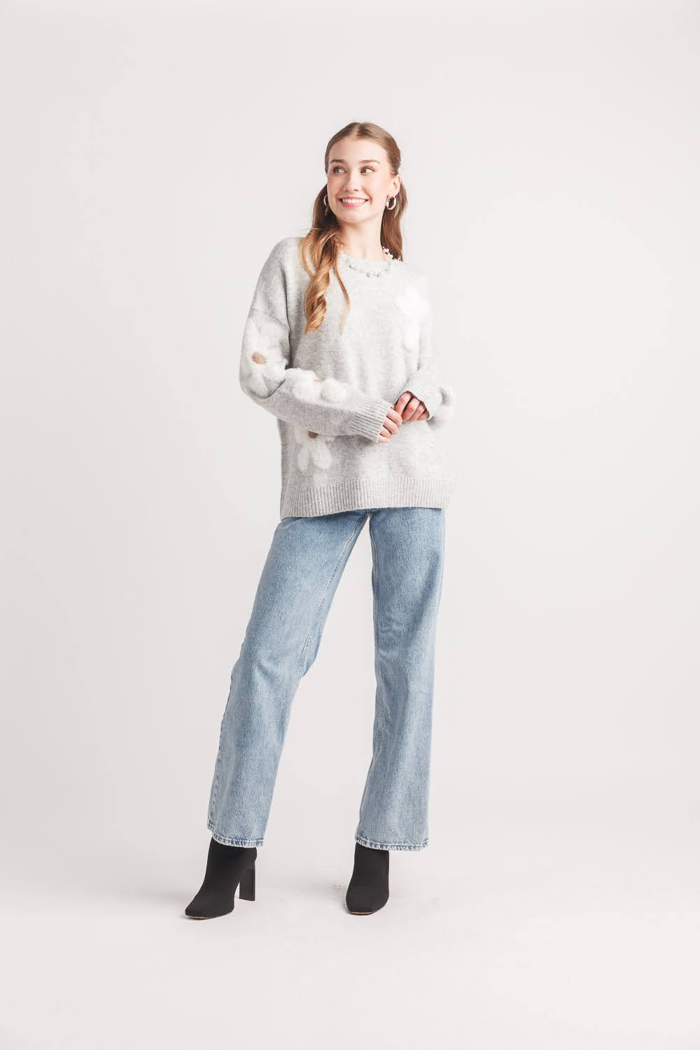 Eyelash Daisy Intarsia Sweater