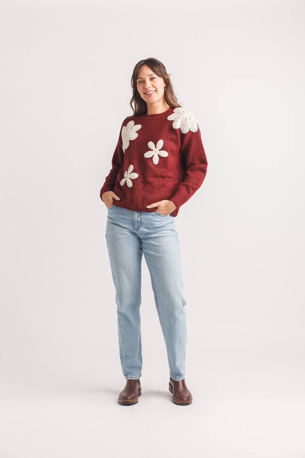 Crochet Floral Sweater