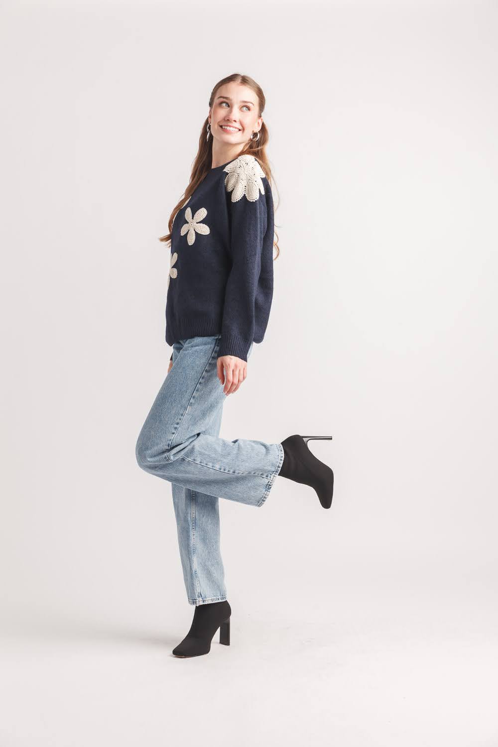 Crochet Floral Sweater