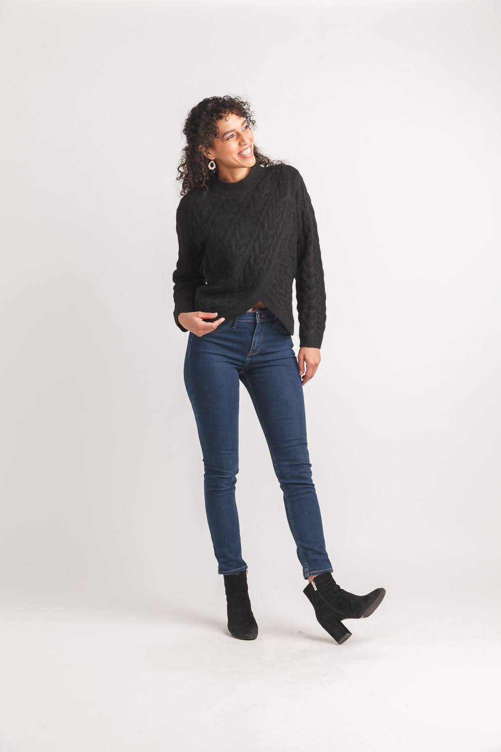 Cable Knit Crossover Sweater