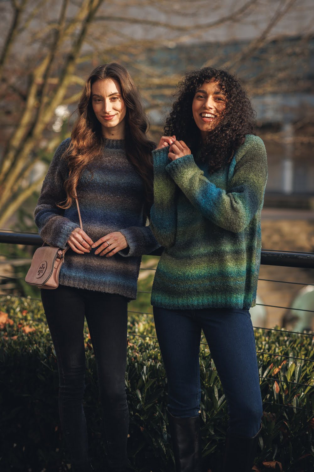 Ombre Striped Boucle Sweater