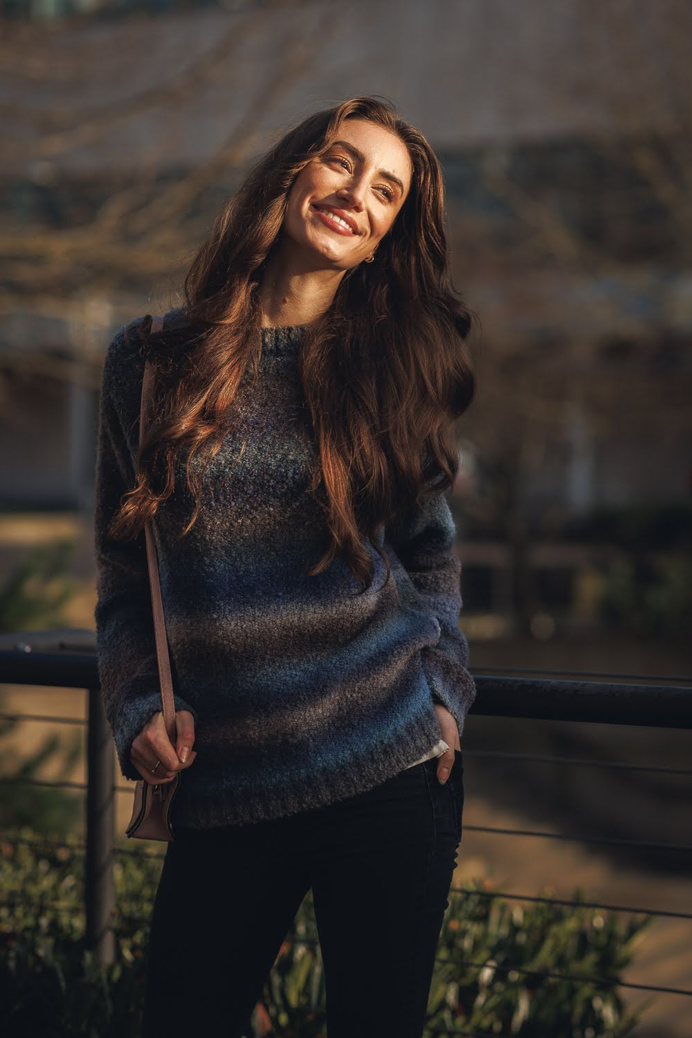 Ombre Striped Boucle Sweater