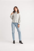 Speckled Ribbed Detail Mock Neck Sweater