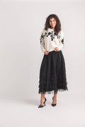 Floral Flocked Sweater