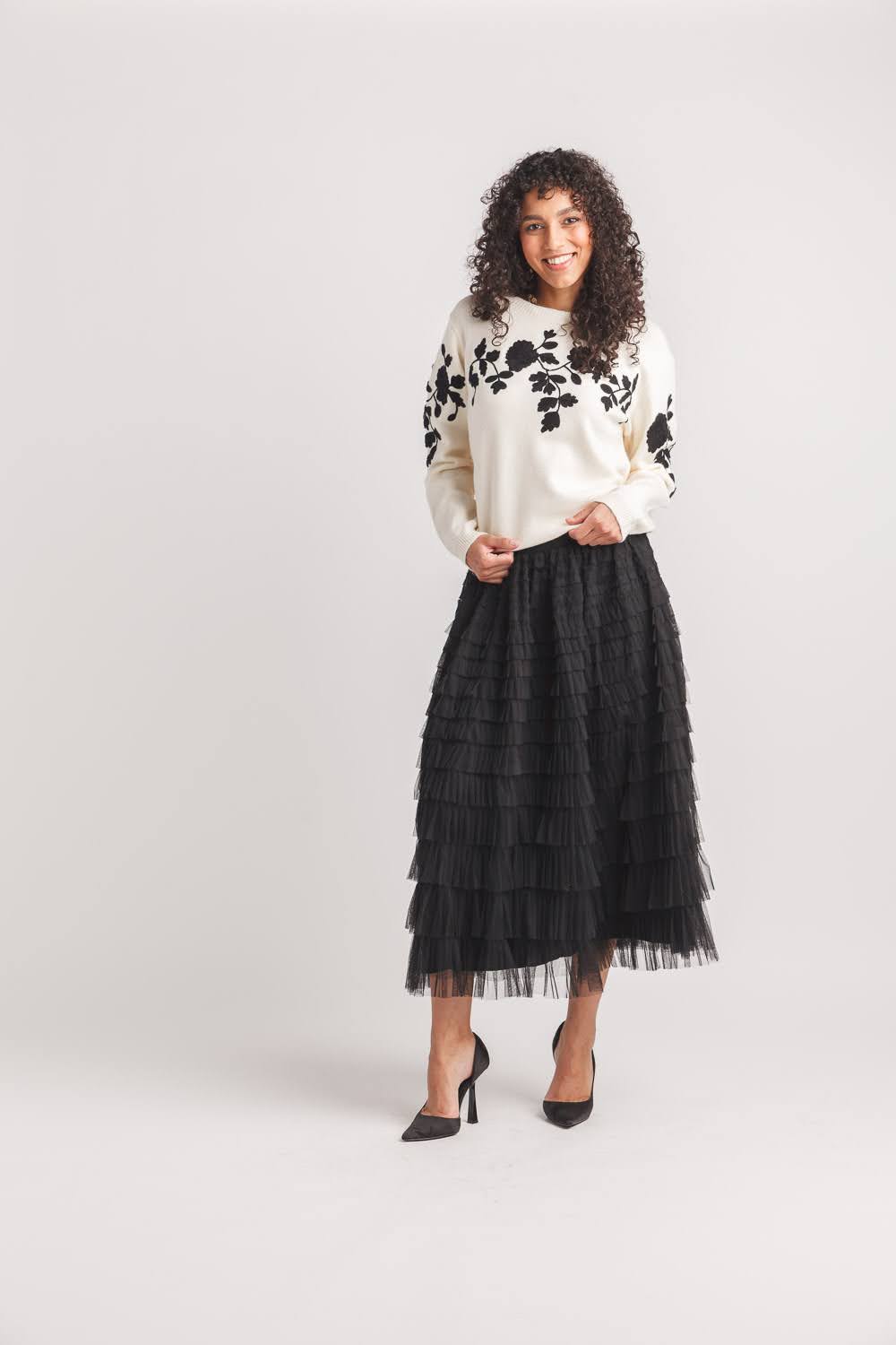 Floral Flocked Sweater