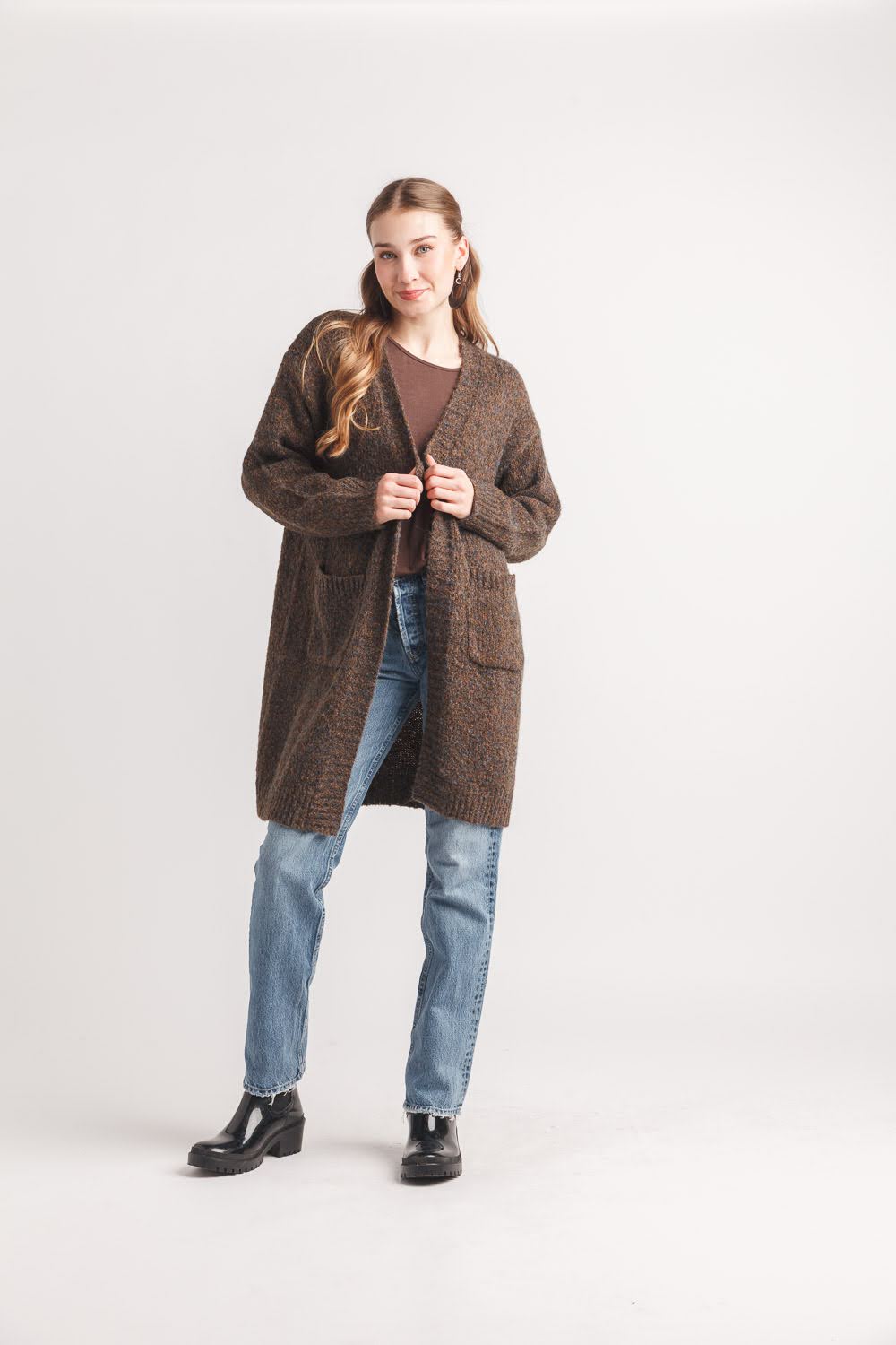 Marl Open Cardigan with Pockets