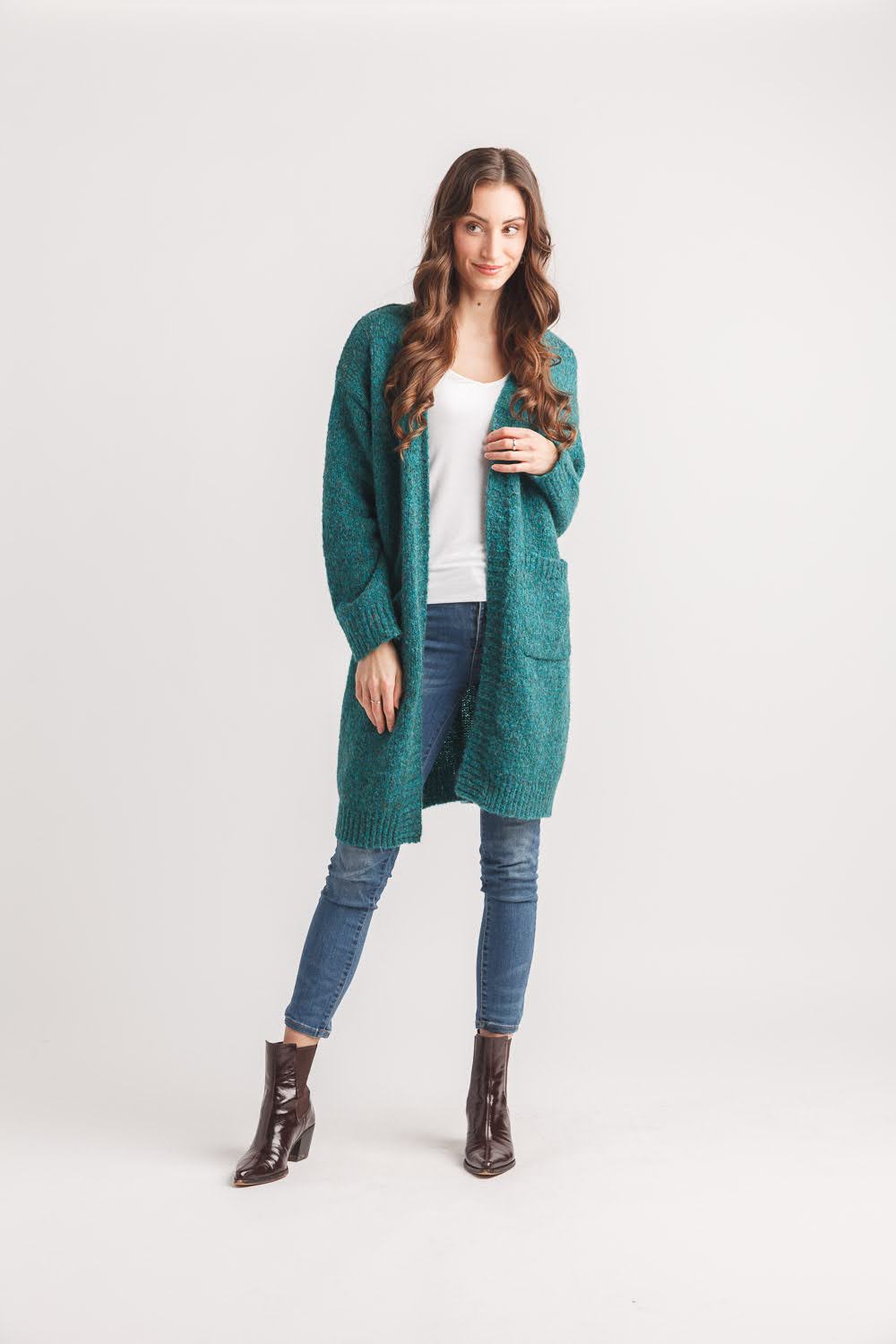 Marl Open Cardigan with Pockets