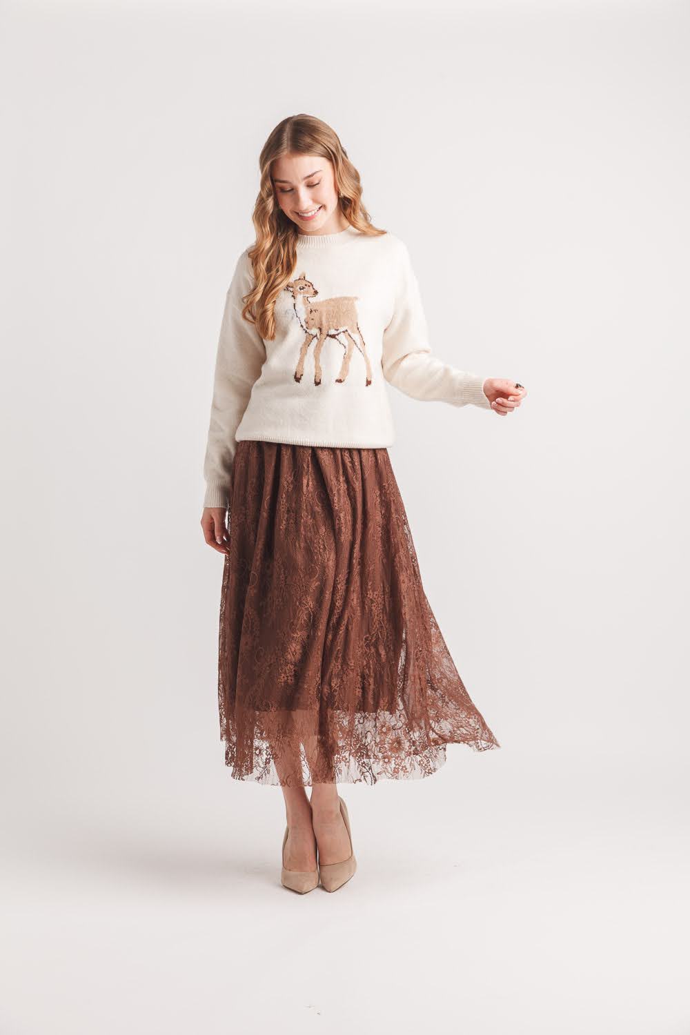 Lace Skirt with Elastic Waist