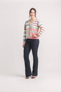 Contrast Stripe Knit Cardigan