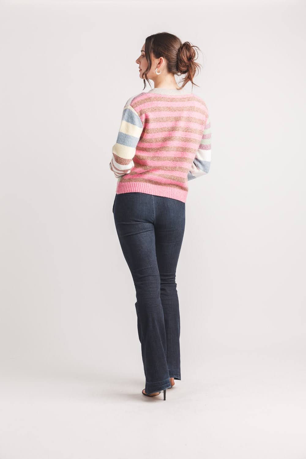 Contrast Stripe Knit Cardigan