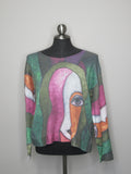 Abstract Lightweight V Neck Sweater