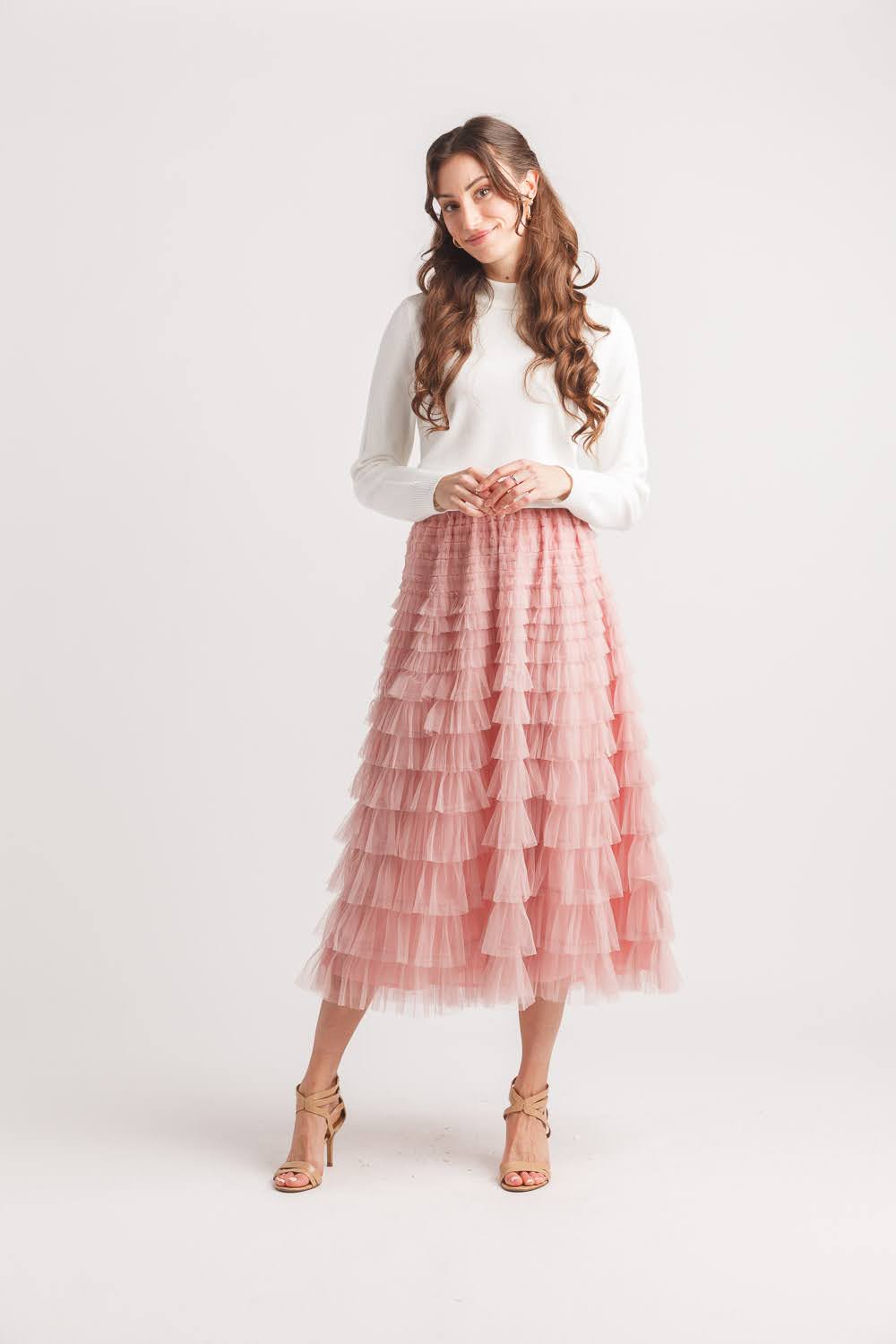 Layered Tulle Skirt with Elastic Waist