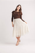 Boat Neck Sweater with Pleated Neckline