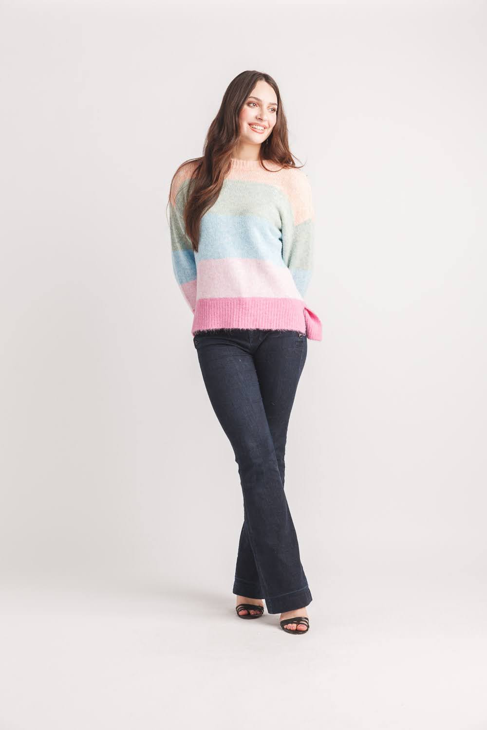 Striped Step Hem Sweater