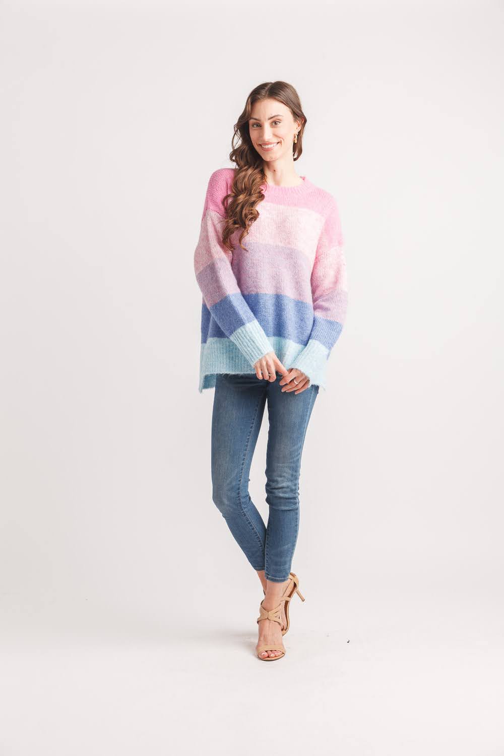 Striped Step Hem Sweater