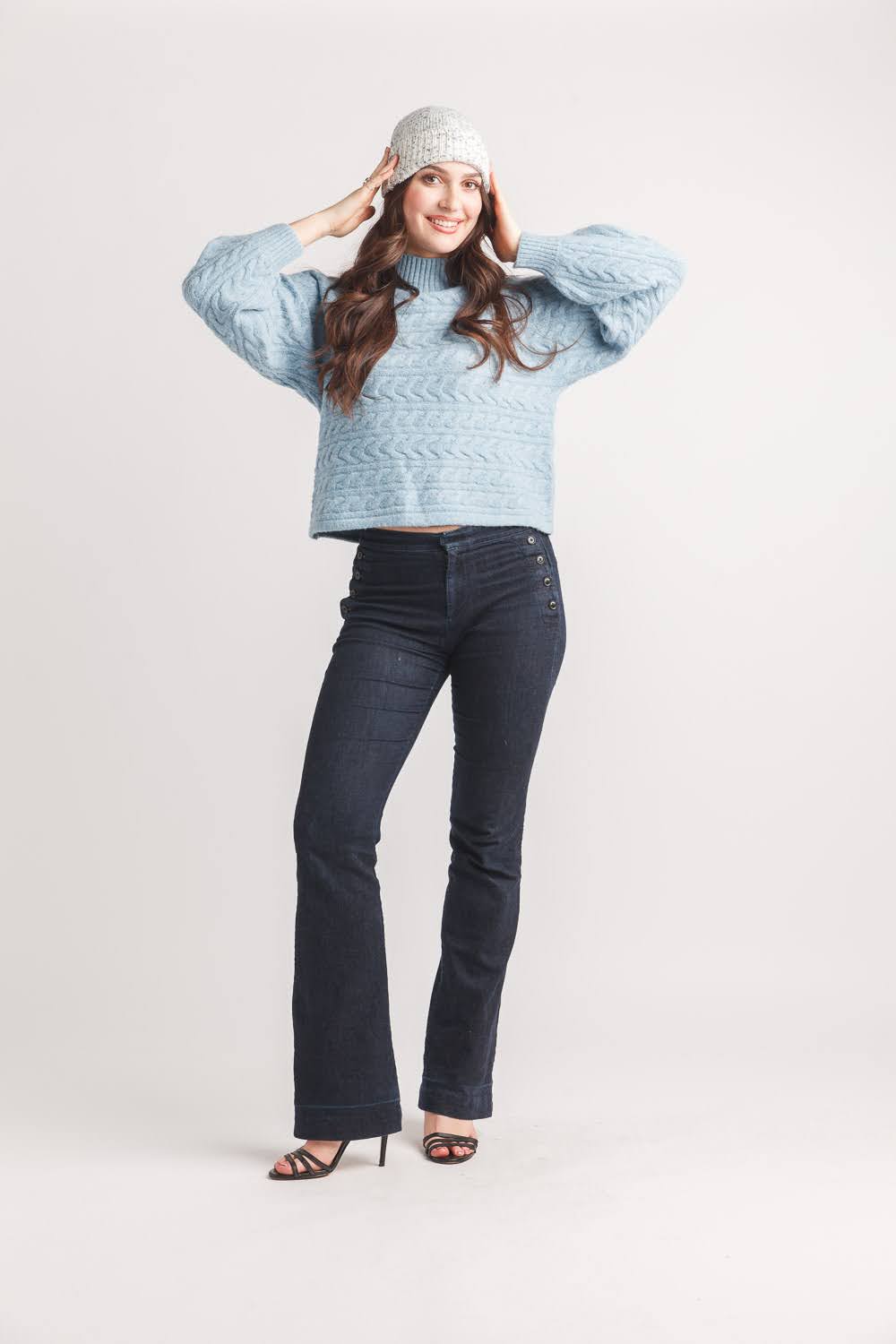 Cable Knit Mock Neck Sweater