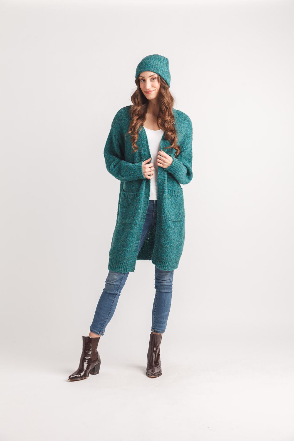 Marl Open Cardigan with Pockets