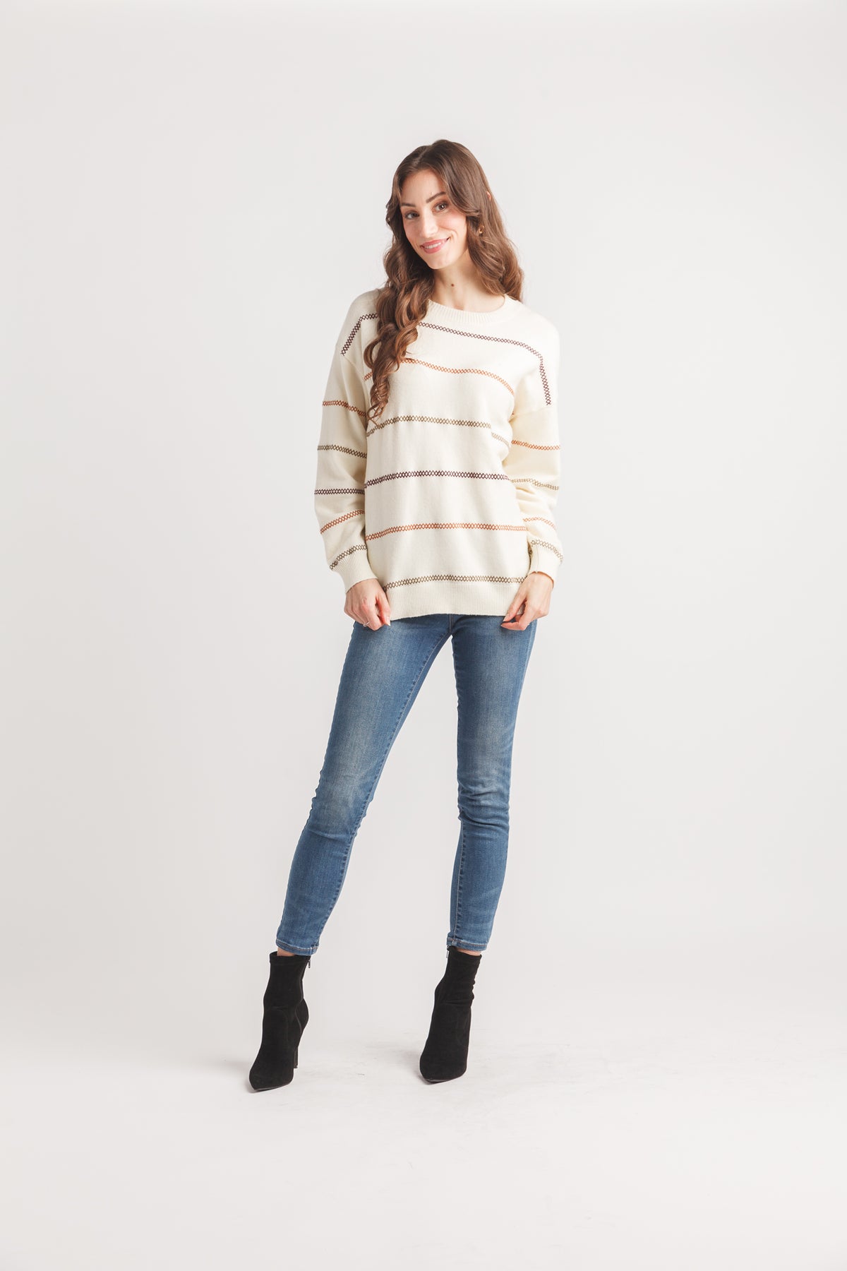 Striped Embroidered Sweater