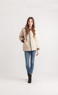 Quilted Hooded Jacket with Leopard Trim
