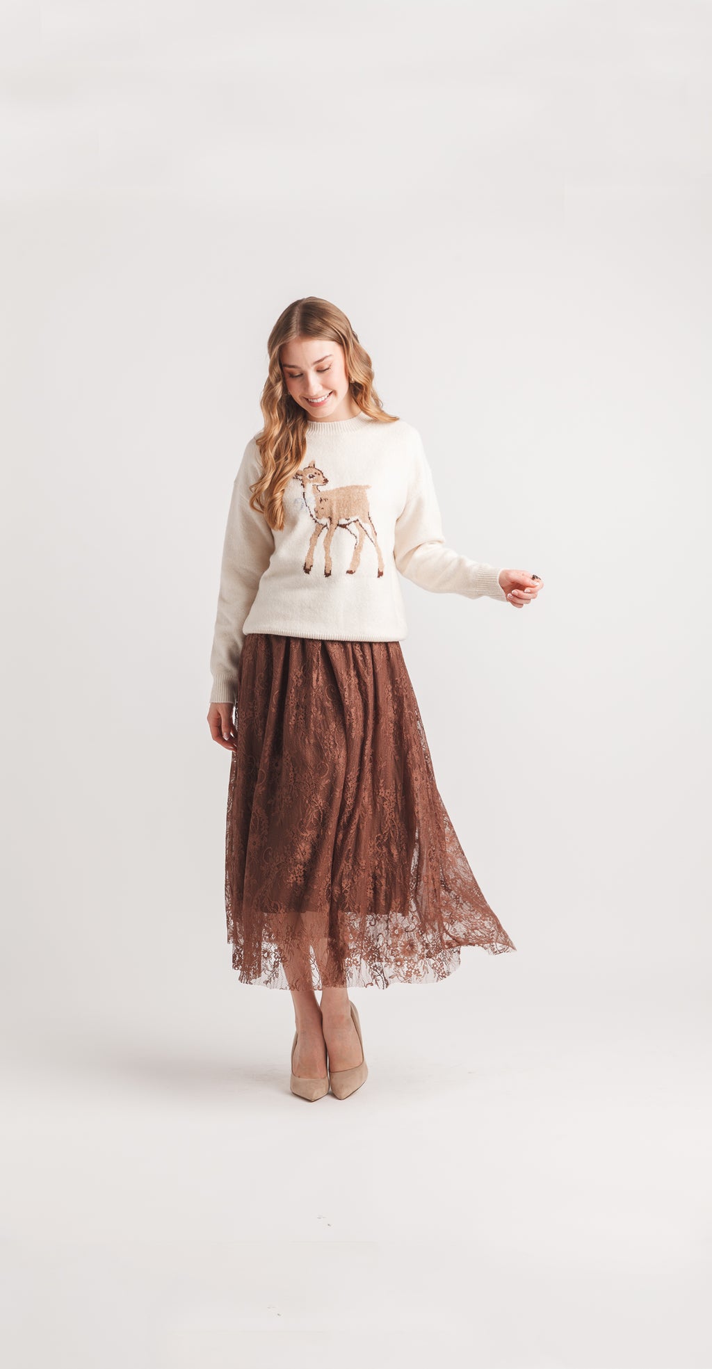 Deer Intarsia Knit Sweater