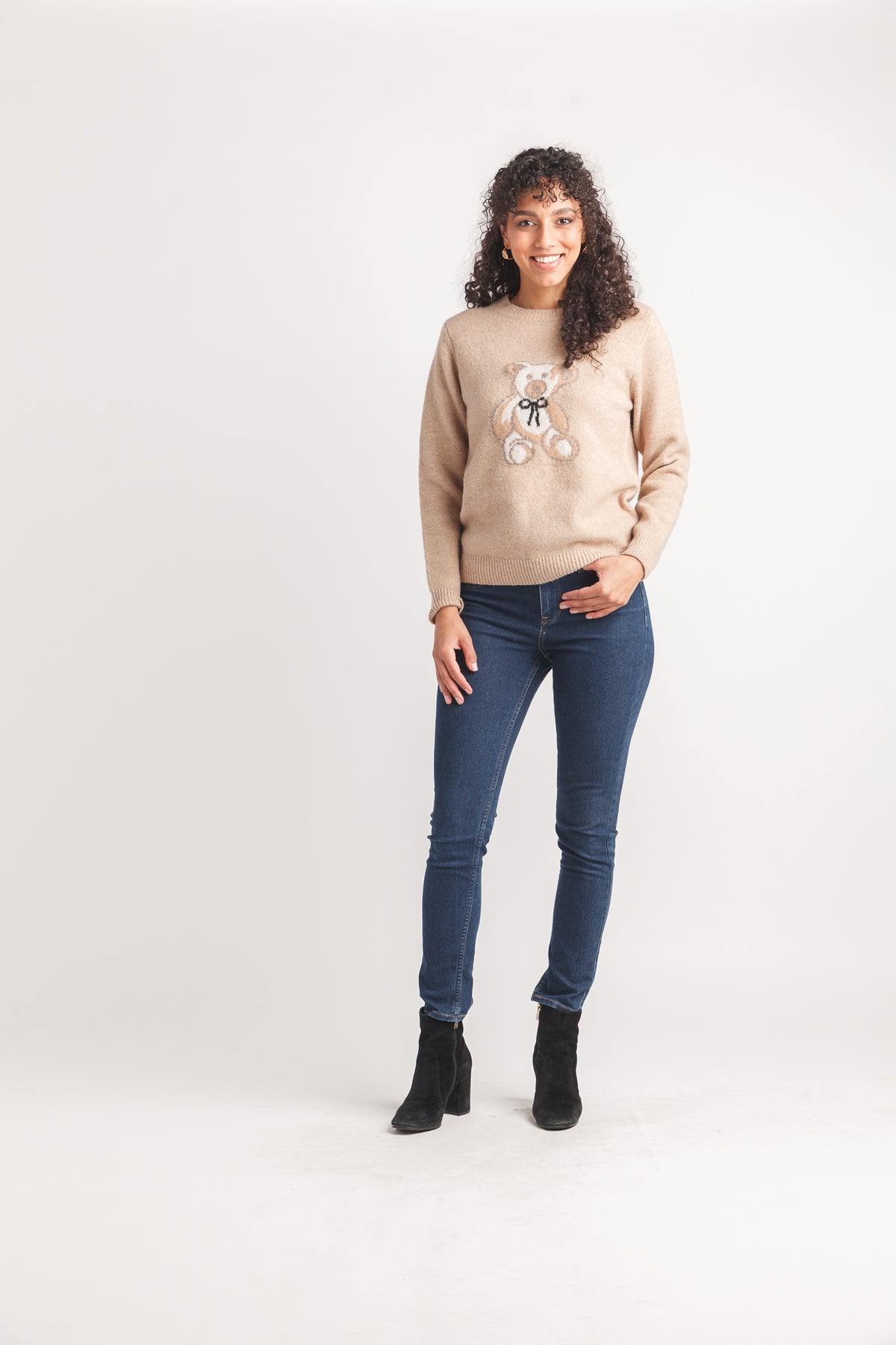 Teddy Bear Knit Intarsia Sweater