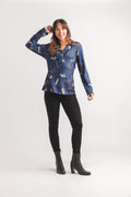 Dog Printed Lightweight Henley Sweater