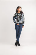 Floral Intarsia Neck Sweater