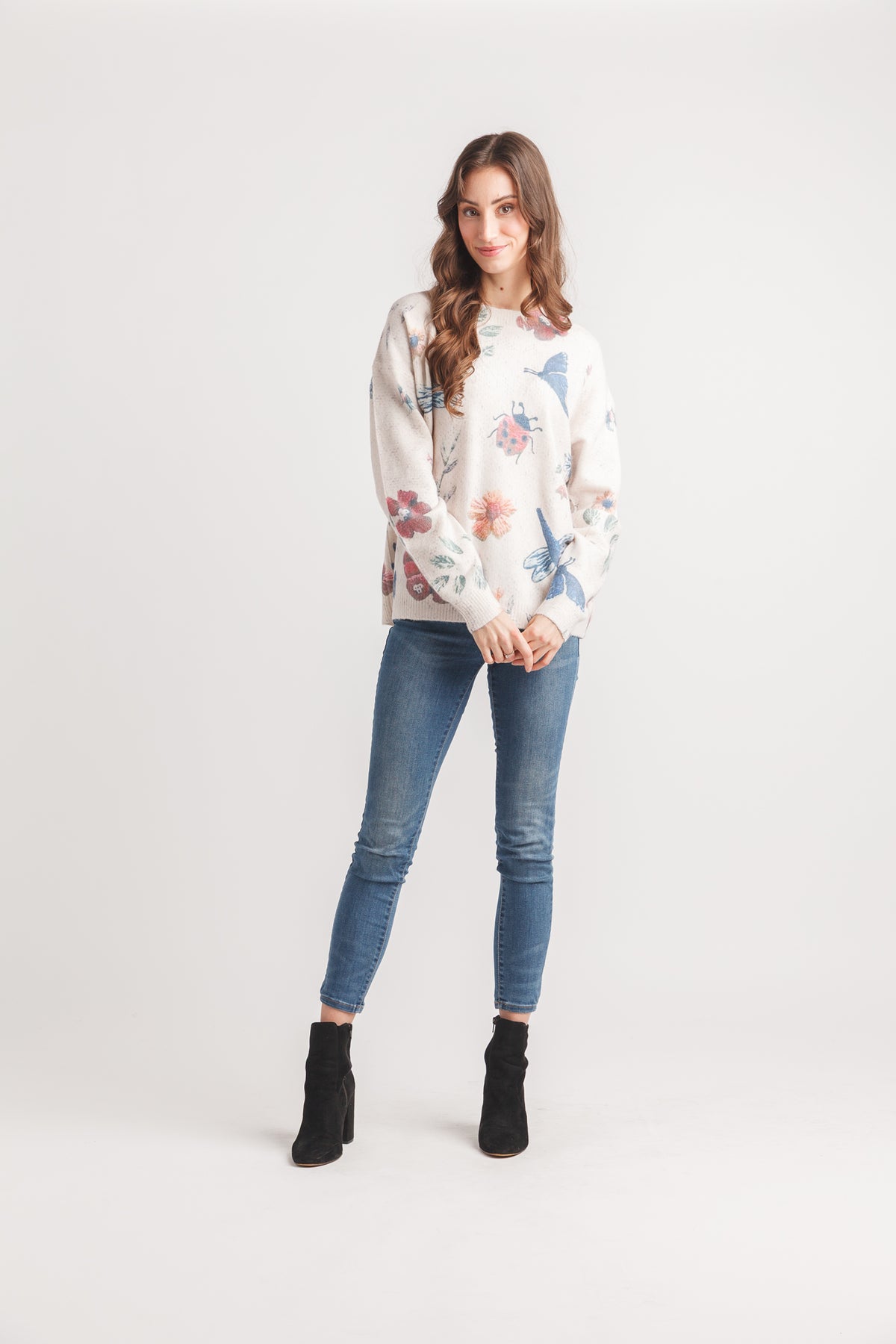 Garden Print Knit Sweater