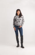 Tufted Heart Sweater with Contrast Trim