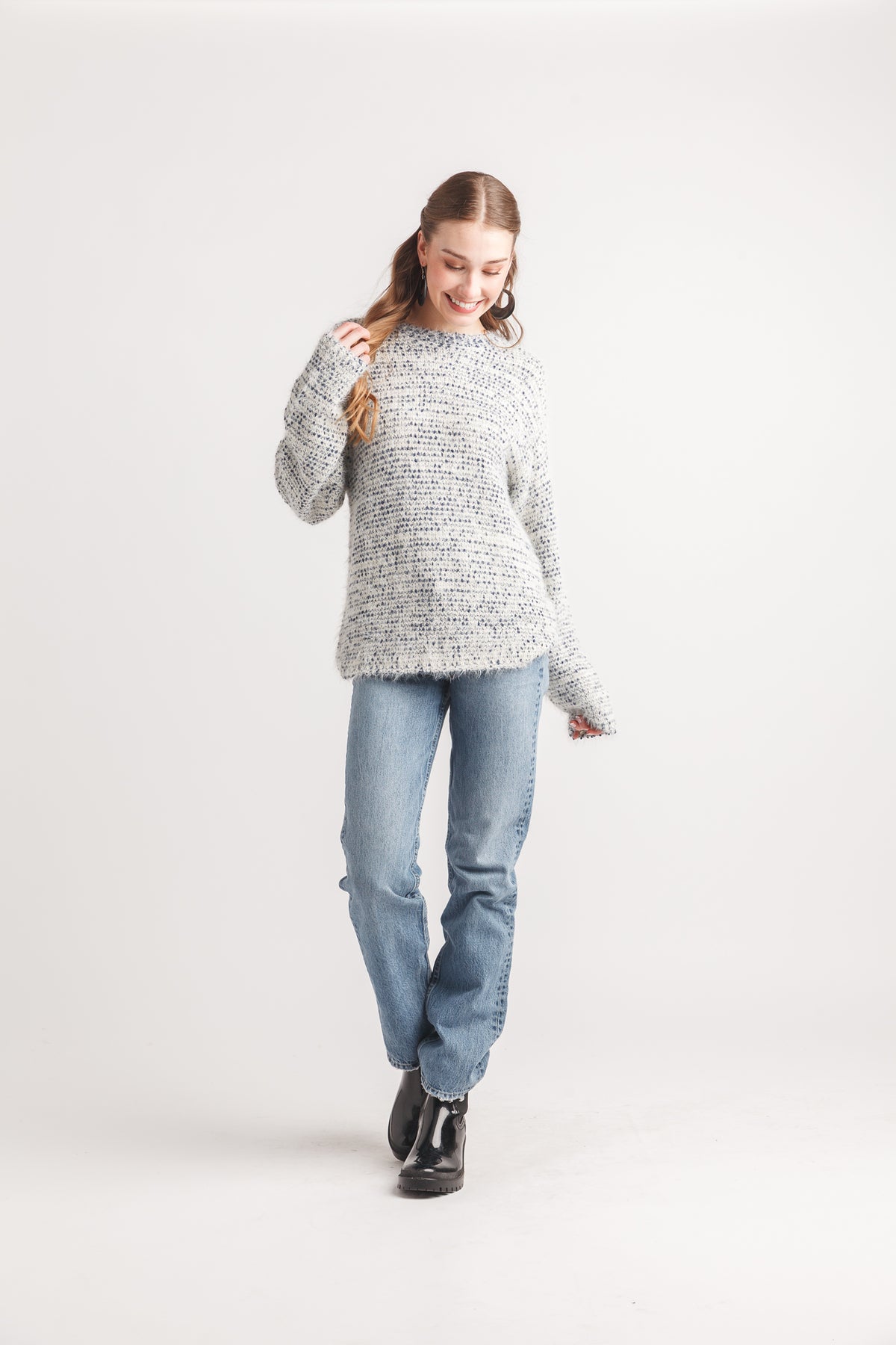 Boucle Popcorn Knit Sweater