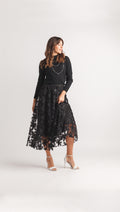 3d Floral Detail Skirt with Elastic Waist